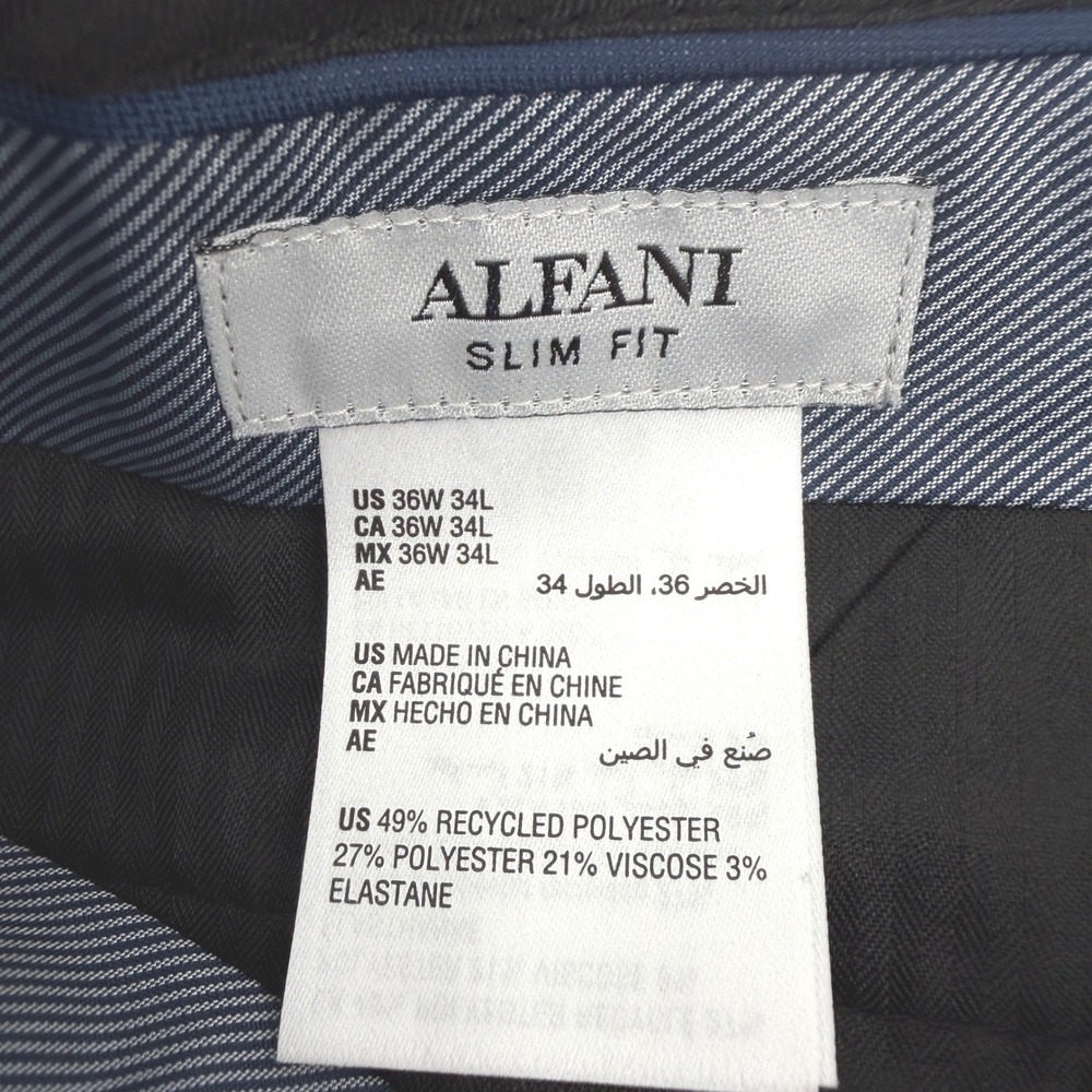 Alfani Dress Pants Mens 36x34 Blue Slim Fit Flat Front Eco-Friendly Modern NEW - Picture 6 of 11